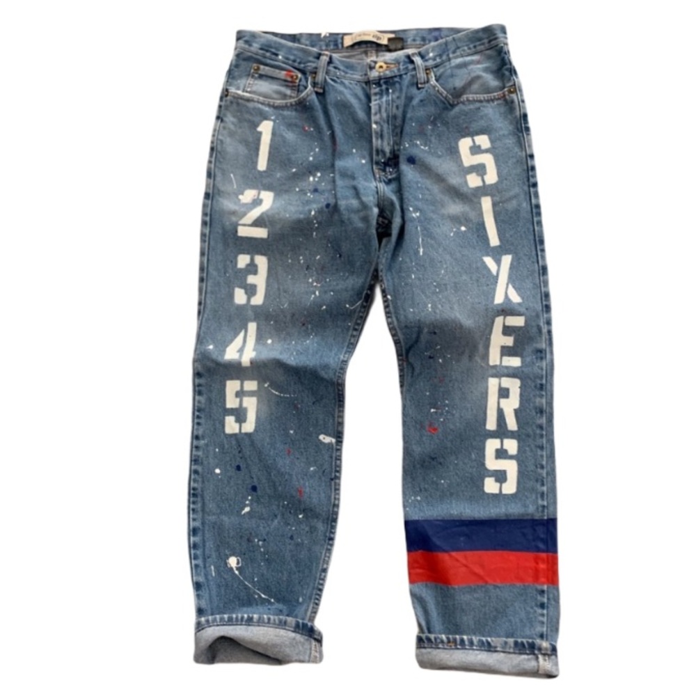 Urban Pipeline Custom Painted 76ers / Sixers Jeans